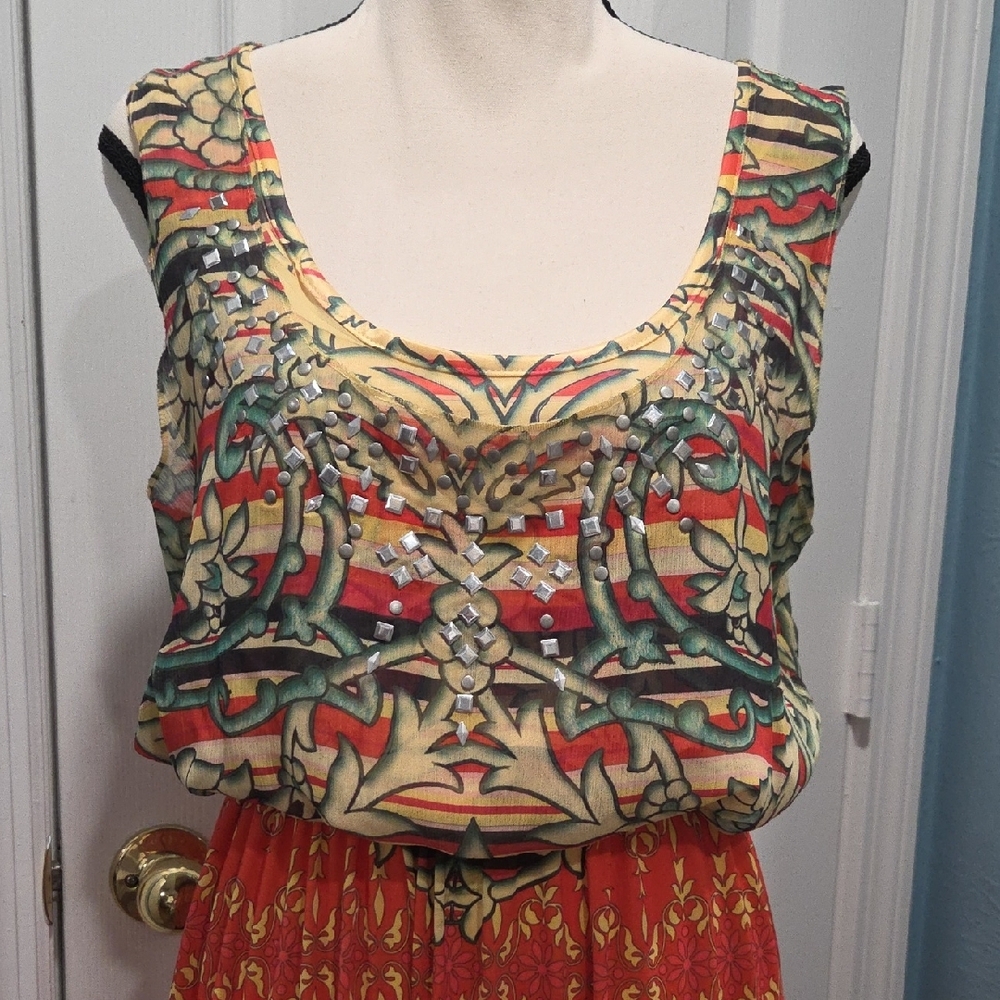 Colorful Embellished Sleeveless Maxi Dress by Style & Co. in Small